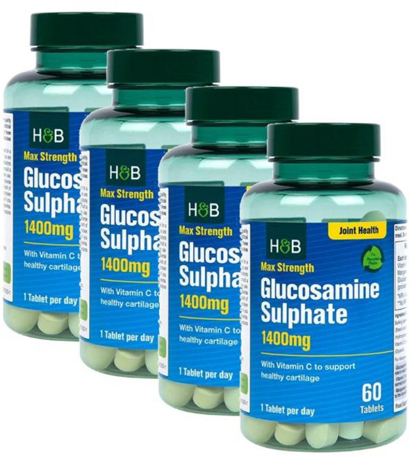 홀랜드앤바렛 글루코사민 설페이트 1400mg 맥스스트렝스 Holland & Barrett Glucosamine Sulphate, 4개, 60정