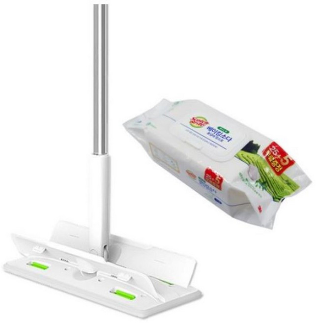 쓰리엠 대형 올터치 더블액션 막대걸레 + 베이킹소다 물걸레 청소포 마일드 25매 + 5매, 2세트