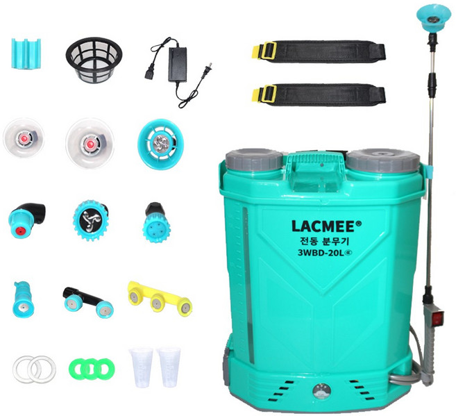 락미 충전식 농약분무기 농업용 전동분무기 방역살포기 리튬배터리 20L 프리미엄형, 그린 12A, 1개