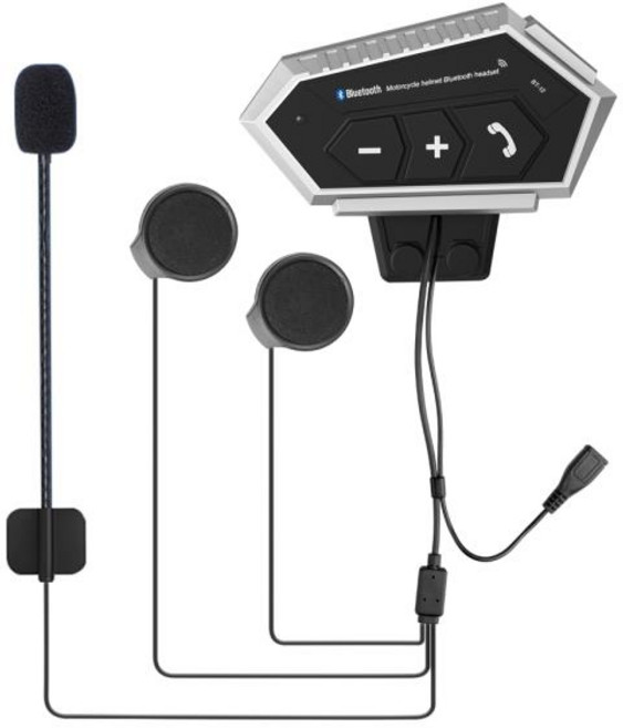 BT-12 오토바이 헬멧 헤드셋 블루투스 5.0 무선 프리핸즈 통화 헤드폰 방수 워키토키 2000Mha 배터리, 03 siliver
