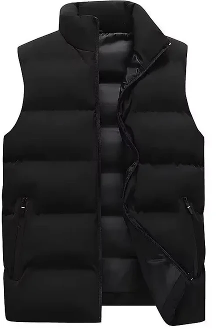 웨이트중량조끼남성용 두꺼운 면 조끼 2025 가을 겨울 아우터 따뜻한 스탠드 칼라 어깨 패드 큰 사이, 04 Black, 02 L