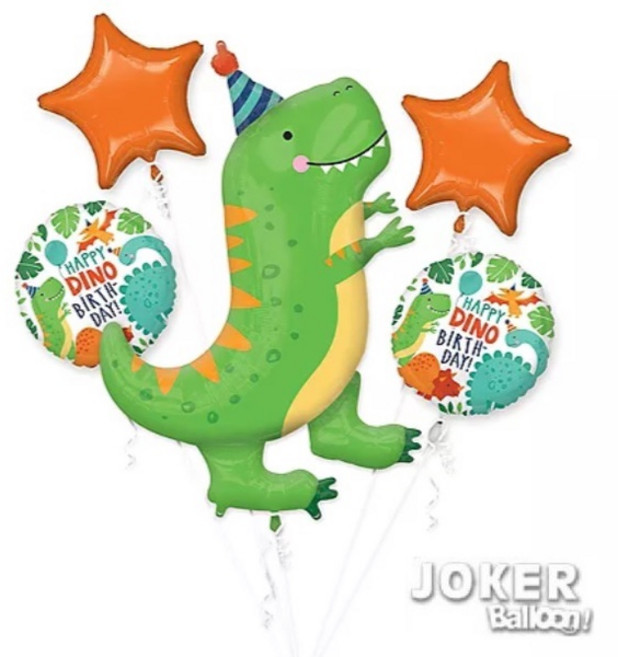 JOKER BALLOON 恐龍系列鋁箔氣球 侏羅紀造型氣球, 1組, 生日派對恐龍五合一套組, N/A