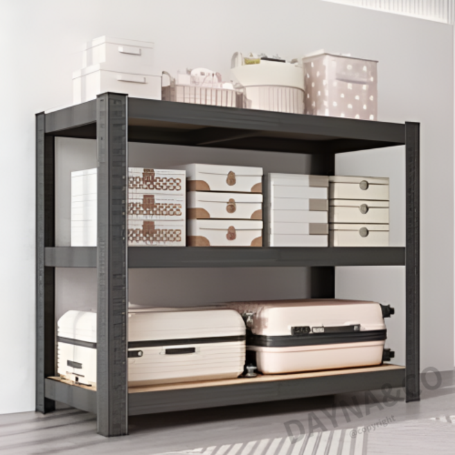 무볼트 수납 앵글 다용도 선반 베란다 수납 철제 경량랙, 블랙