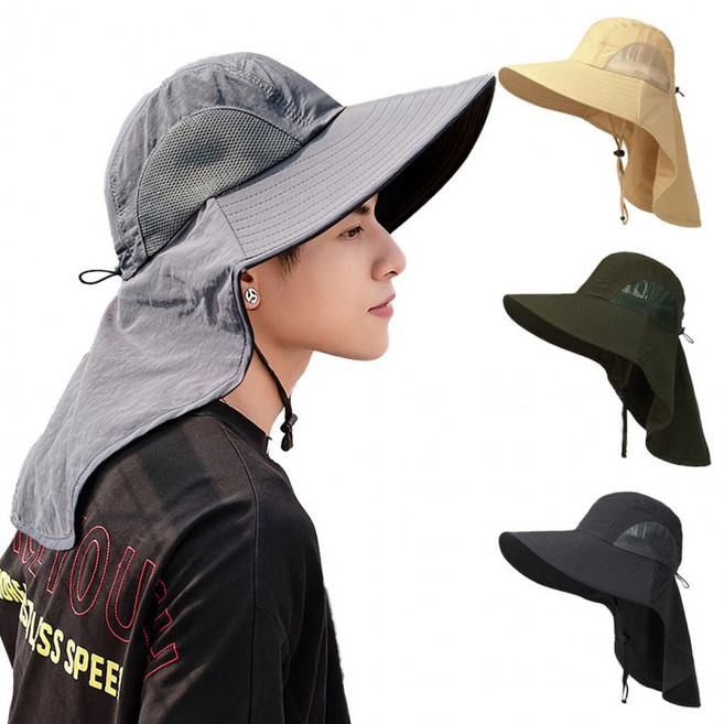 다오라 농사 레저 챙넓은 로키 모자 썬캡 물놀이용 와이드 햇빛차단 플랩캡 낚시 남녀공용 뒷목, 상세페이지 참조