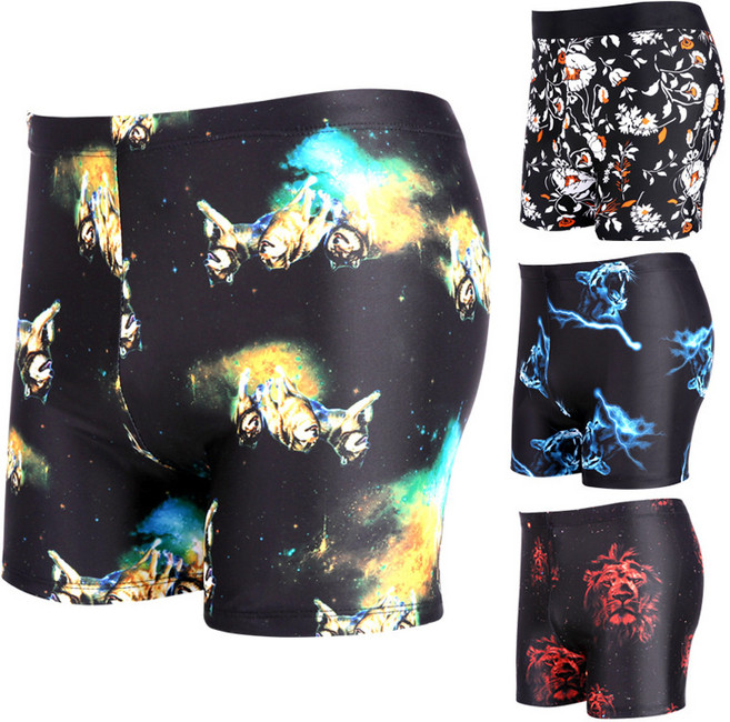 男款沙灘褲 海邊度假寬鬆大碼三分速乾印花短褲 適合衝浪溫泉穿著