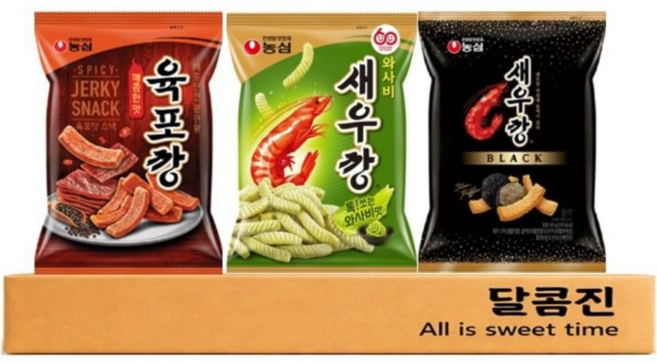 [달콤진] 농심 육포깡 + 와사비새우깡 + 새우깡블랙, 232g, 1세트