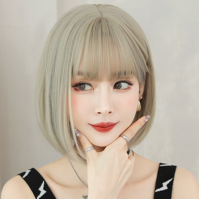女生短髮仿真假髮 淡色, 1個, 加購護理五件組