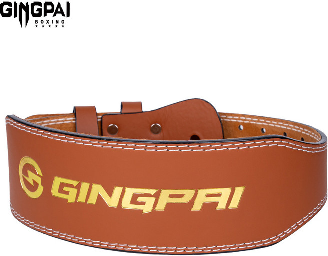 GINGPAI 깅파이 운동 허리보호대 가죽 헬스벨트 남녀공용 스쿼트 데드리프트 트레이닝 벨트 NLYD, 브라운, 1개