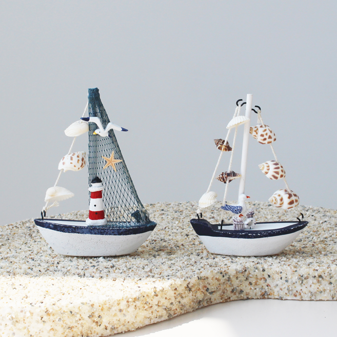 감성 돛단배 2p 여름 해변 바다 소품, 갈매기+빨간등대 2p
