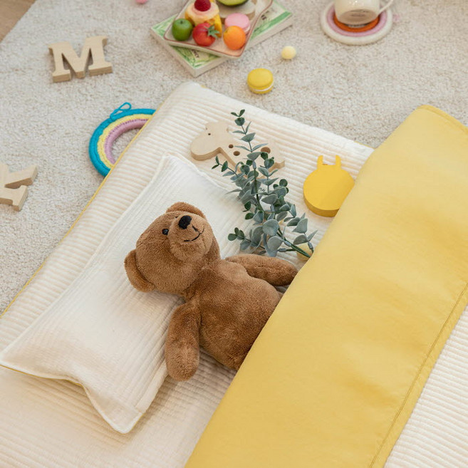 바자르 MOC 렌징모달 메모리폼 방수 패드 + 낮잠이불 세트, 옐로우