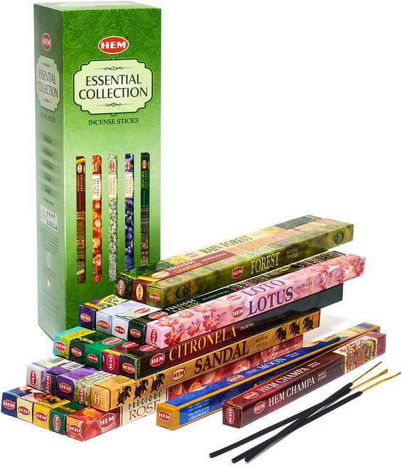 HEM 에센셜 컬렉션 인센스 스틱 (25가지 향 200개입), 라벤더, 시트로넬라, 쟈스민, 머스크, 찬단, 더 문, 안티 스트레스, 화이트 머스크, 화이트 ㅔ이지, 레인 포레스트, 팔로산토, 파인, 코코넛, 프레셔스 프래그런스, 유칼립투스, 포레스트, 레몬그라스, 바닐라, 로터스, 콜 클라이언트, 굿 포츈, 어트렉트 머니, 카마수트라, 백단, 참파