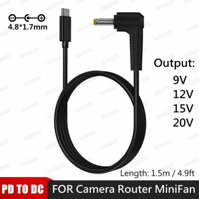USB C PD to DC 4.8x1.7mm 전원 커넥터 범용 9V 12V C 타입 to DC 잭 플러그 충전 어댑터 컨버터 라우터 태, 04 12V, 1개