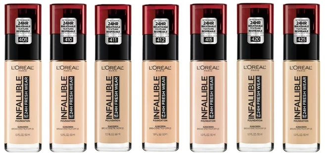 L'Oreal Infallible Foundation Porcelain 로레알 인팔리블 24HR 프레시 웨어 파운데이션 포슬린 30ml, 420 True Beige, 1개 - 쿠팡