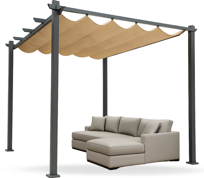 칼리도 정원 그늘막 야외캐노피 차고지텐트 차광막 주차장지붕, 카키