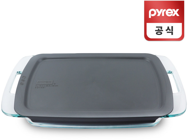 코렐 파이렉스 홈베이킹 그라탕 그릇 오븐 용기 이지그랩 그레이 2.8L, 본상품선택, 1개