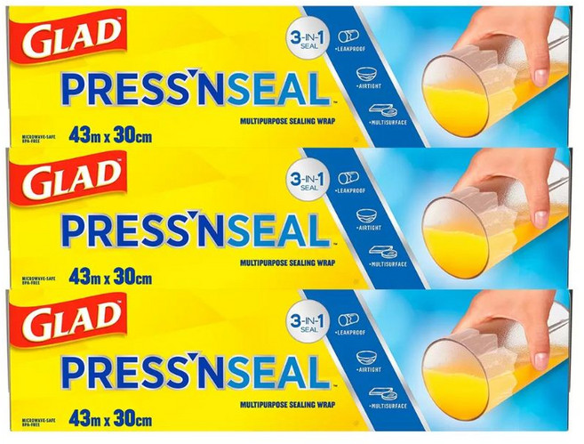 GLAD 壓痕封鮮膜 43m x 30cm 多用途保鮮膜, 3個