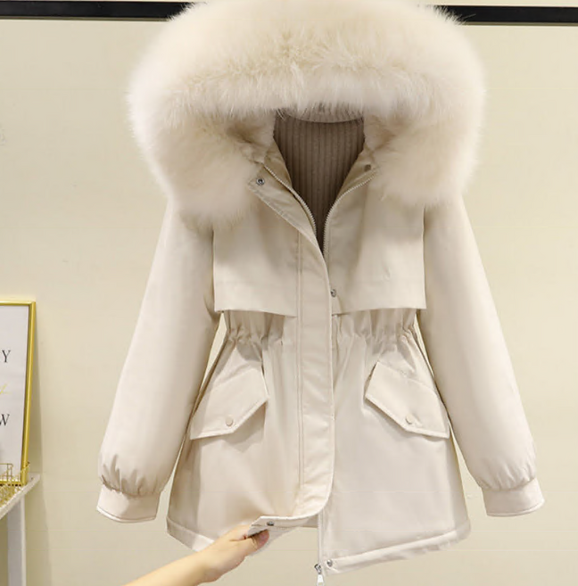 Connect LINK 여성용 겨울 퍼후드 안감털 하프패딩 야상 점퍼 7컬러