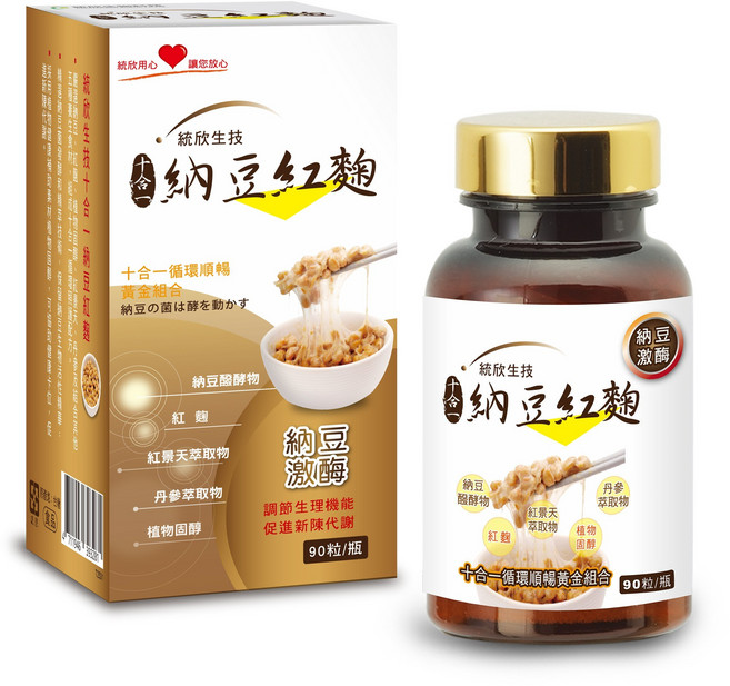 統欣生技 納豆紅麴 複方膠囊, 1個, 90粒/瓶, 90份