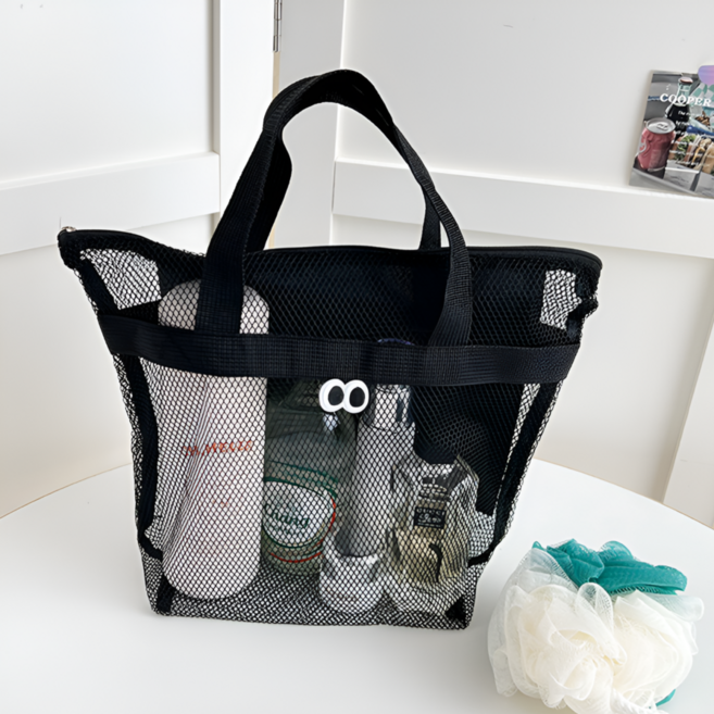 딜라이트홈 아이즈 물빠짐 메쉬 목욕탕 수영장가방 목욕탕가방, 블랙