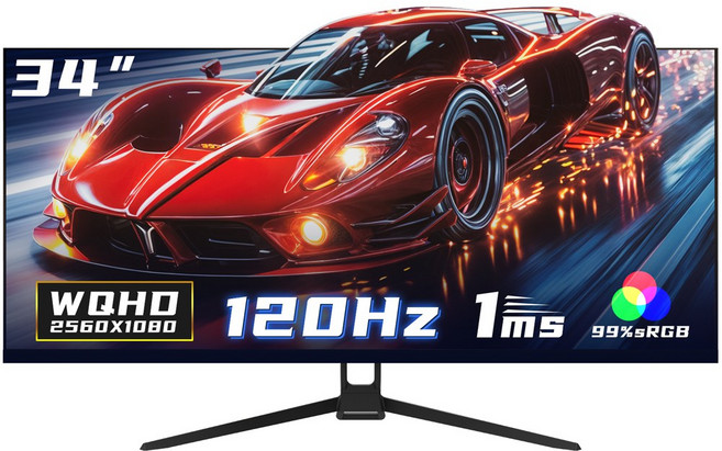 34인치 울트라 와이드 커브드 게이밍 모니터 1500R 4k UWQHD 165Hz 2k120Hz 평면 PC 모니터 할인중, 88cm, 2560*1080 120Hz 평면