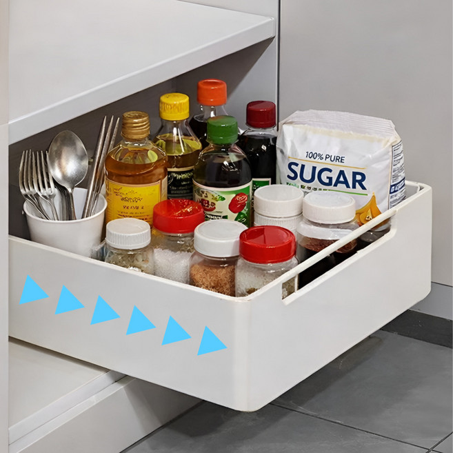 데인트 슬라이딩 수납함 주방 하부장 선반, 1개, 화이트
