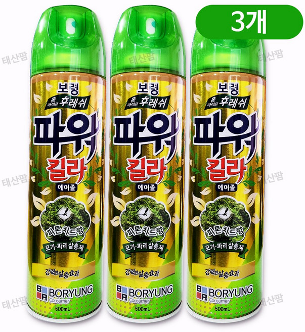 보령 홈라이프 후레쉬 파워킬라 에어졸 피톤치드향, 3개, 500ml