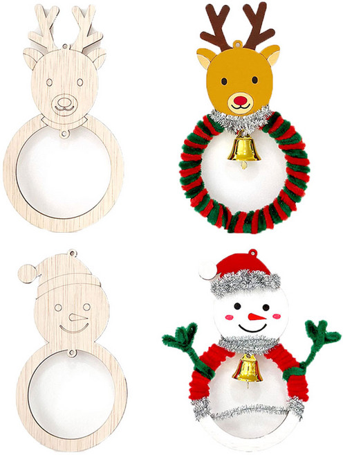 조앤안 크리스마스 모루 리스 만들기 트리 오너먼트 어린이 미술 만들기, 1개, 크리스마스모루리스(눈사람)