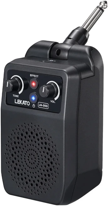 LEKATO 기타 앰프 미니 일렉트릭 기타 앰프 5W 휴대용 블루투스 내장 4가지 이펙트 클린 디스토션 오버드라, 01 검정색
