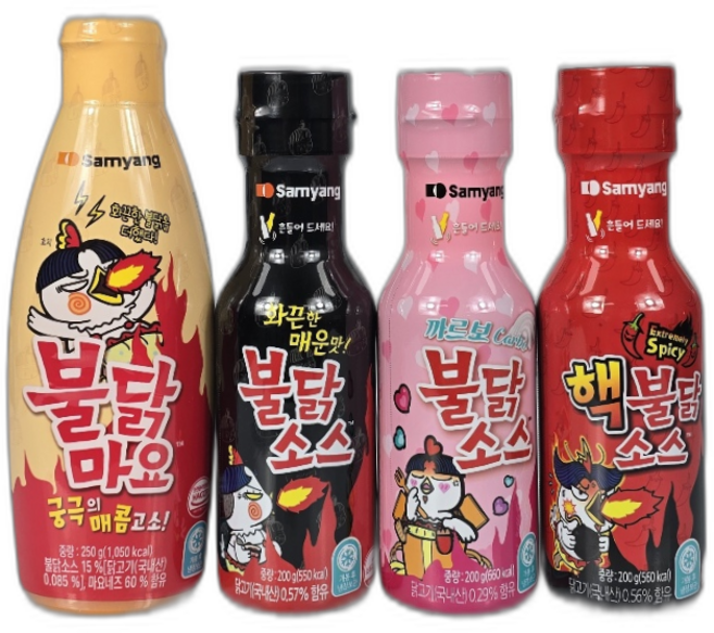 삼양 불닭소스 4종 (불닭마요+불닭+까르보불닭+핵불닭) 세트, 1세트