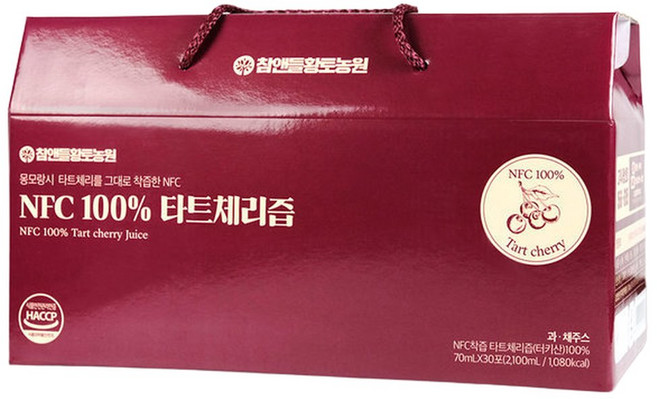 착즙한 NFC 100 타트체리 원액 주스 1박스 30포, 30개