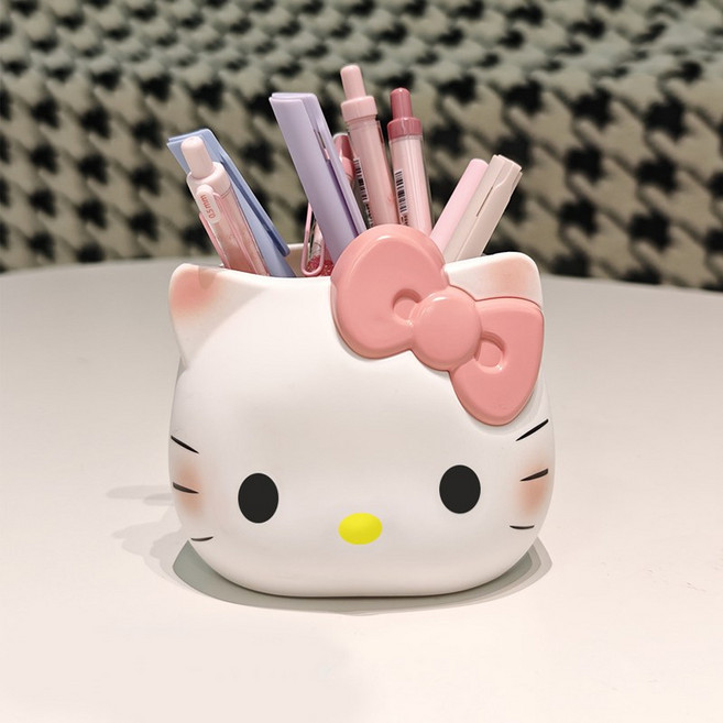 애니메이션 산리오 헬로키티 크리에이티브 오피스 데스크탑 정리함 KT 고양이 귀여운 다기능 펜 홀더 Y2K 화장품 수납함, A