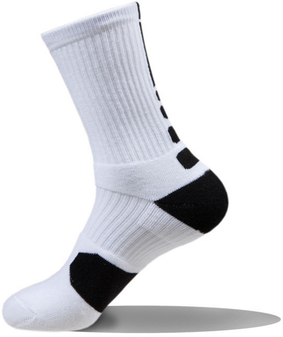 專業運動籃球襪 加厚毛巾底 吸汗耐磨 中長筒男女適用, 1個, 均碼