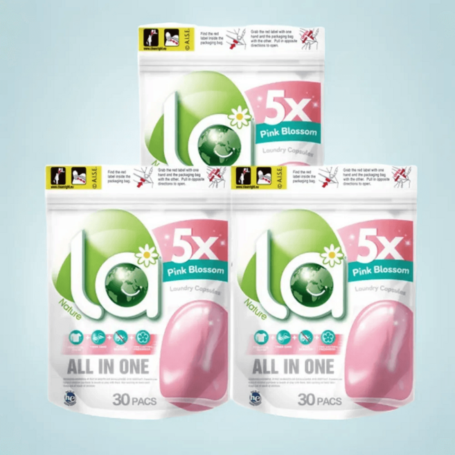 엘에이 캡슐세탁세제 핑크 벚꽃향 리필형 30개입 3개 섬유 신발 드럼용