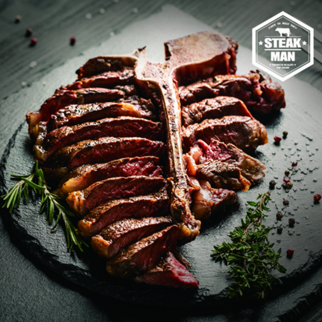 포터하우스 스테이크 1kg 내외 블랙앵거스 시즈닝 무염버터 올리브유 3종 무료증정, 1개