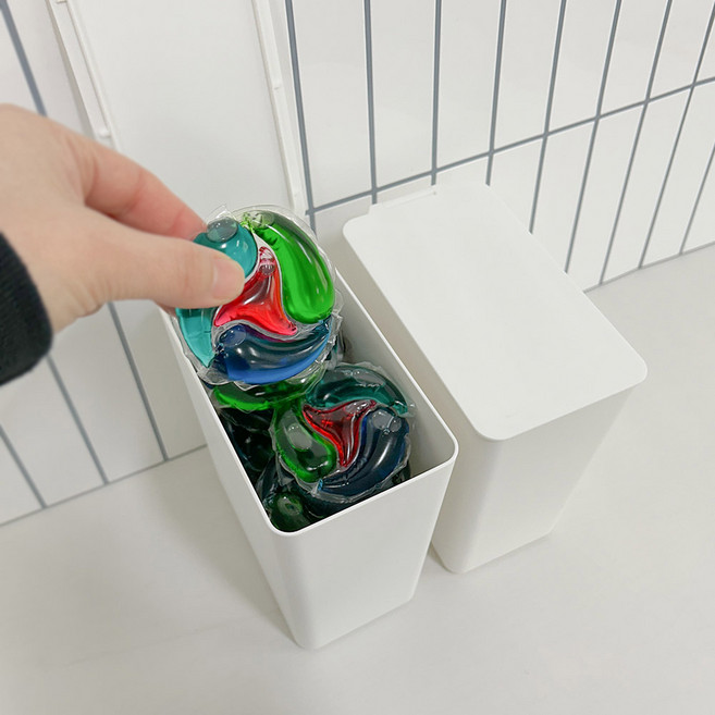 하이어데코 미니 캡슐 세제통 보관함, 1개, 화이트