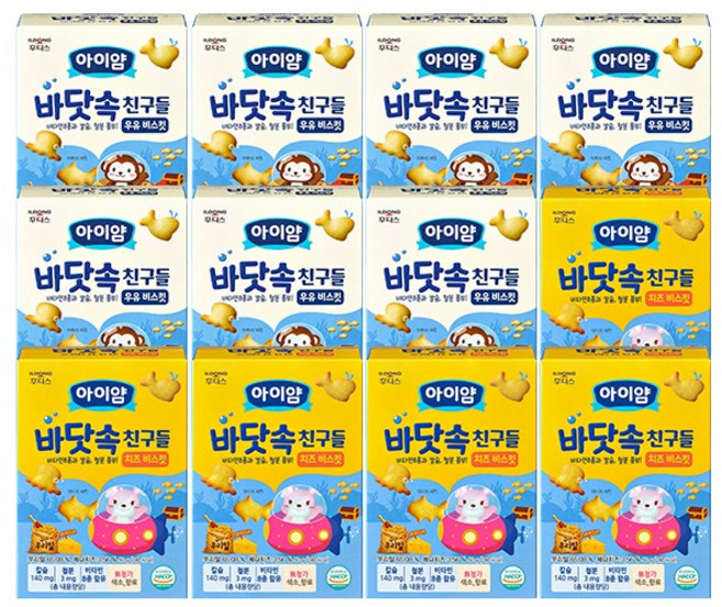 일동후디스 아이얌 바닷속 친구들 12개 혼합, 1세트, 50g, 치즈 비스킷2 + 우유 비스킷6