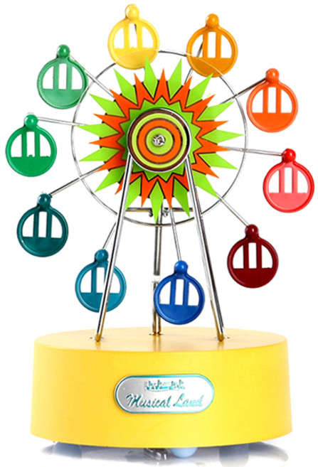 라베끄 미니 페리휠 관람차 뮤직박스 산쿄 Sankyo 오르골(소)-해리포터/하울의움직이는성 친구 결혼 출산 아들 딸 입학 졸업 생일 어린이날선물 태교음악 드라마 소품, 옐로우(yellow)
