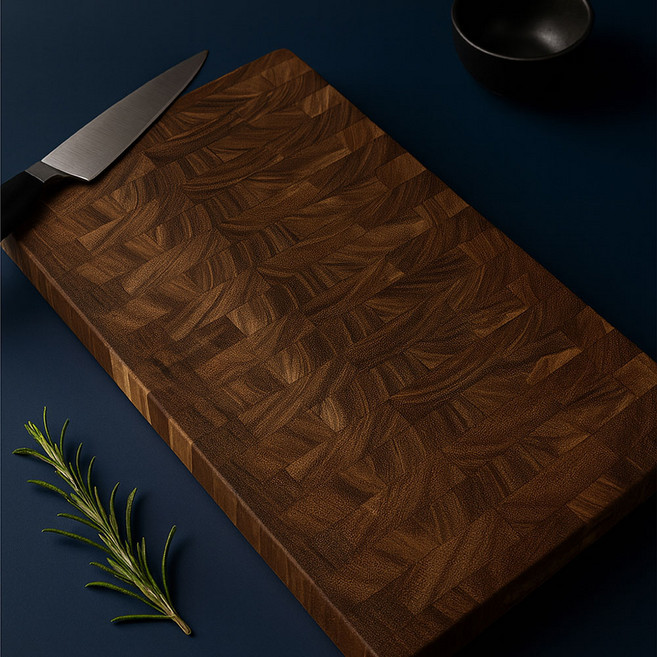 르디망쉬 프리미엄 고급 티크 원목 나무도마 엔드그레인 플레이팅 우드도마L, 브라운, 1개