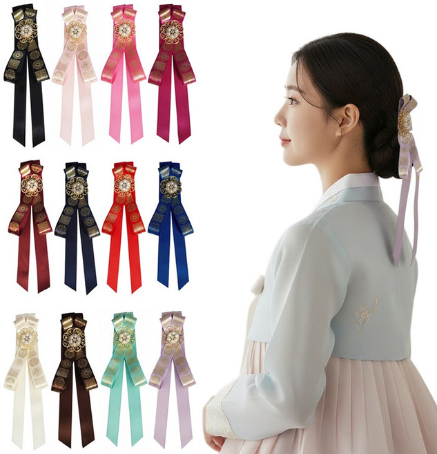 한복 금박 투웨이핀 BOO다방 댕기 집게핀 노리개 브로치핀 겸용