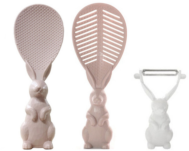 레몬글라스 쁘띠래빗 스탠딩 토끼주걱 + 채반형 주걱 + 감자칼 3종 세트, 핑크(주걱)+화이트(감자칼), 1개