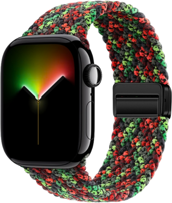 Fegwilde 애플워치 호환 마그네틱 브레이드 스포츠 루프 스트랩 46/49/45/44/42/41/40/38mm 11 10 9 8 3 울트라1 2 SE1/2/3 자석 밴드, 블랙 유니티