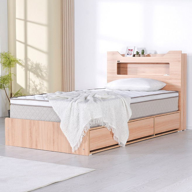 보루네오 제니아 100%국내제작 LED조명 고급형 통서랍 수납 학생 신혼침대 SS Q 프레임(매트리스 제외) 수도권 지정일배송 방문설치, 10.블리스 오크 Q