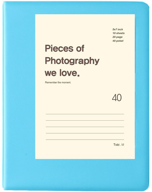 문구백서 5X7 사진 포켓 앨범 포켓식 포토 포카바인더 콜렉트북 티켓북, 백지, 블루