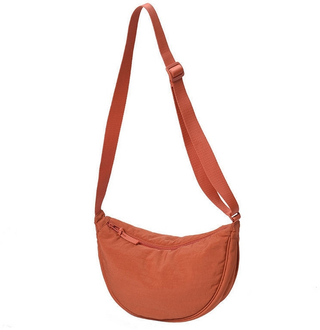 半月斜背包 - 時尚簡約 多色可選 輕巧方便 日常百搭, 橙色