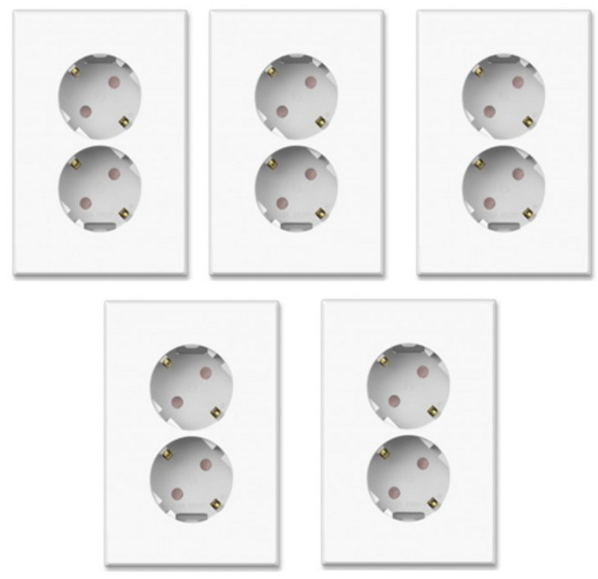 Ti1 접지 45도 2구 콘센트, 5개