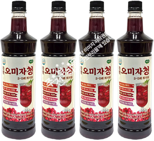 광야식품 진한 오미자청 원액, 4개, 970ml