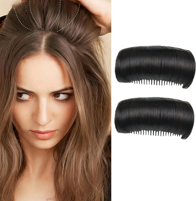 자연스러운 헤어 볼륨 업 가발 헤어피스 2p 세트, 2개, 블랙