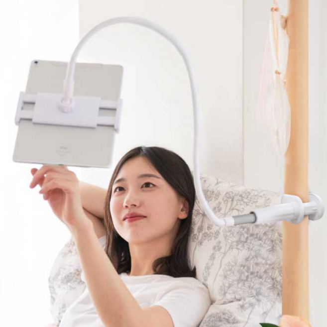 이코노미쿠스 누워서 자바라 침대 핸드폰 거치대 고정대 걸이 받침대, 1개, 85실버