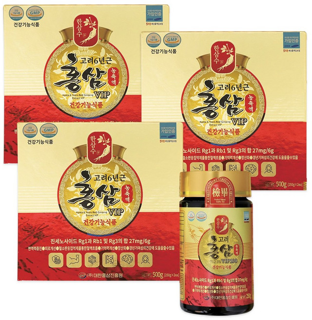 한삼수 고려6년근홍삼농축액VIP, 3개, 500g