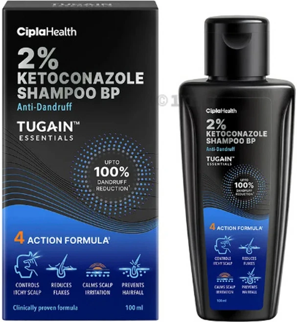 Tugain Essentials 2% Ketoconazole Anti Dandruff Shampoo 100 ml Shampoo, 2개, 100ml - 쿠팡